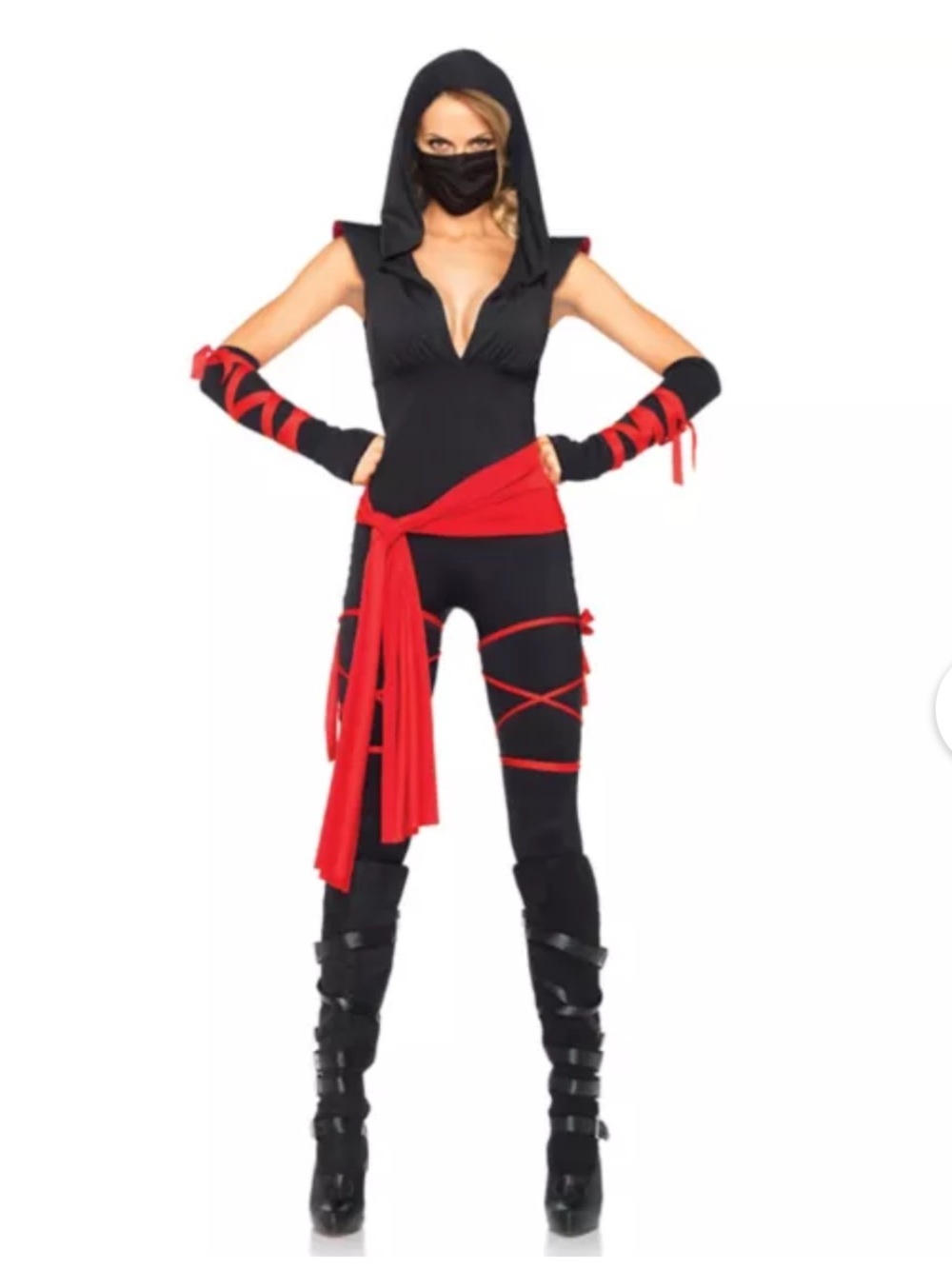 Leg Avenue Deadly Ninja Women’s Jumpsuit Costume | Black Ninja Halloween Costume